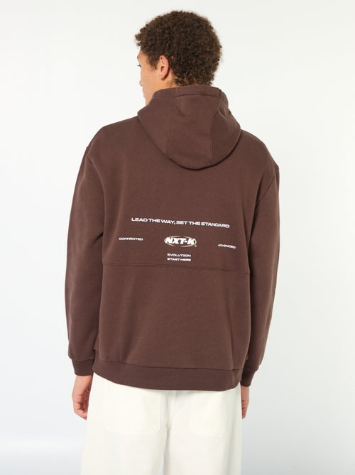 Hoodie met opschrift voor- en achterop - Kiabi