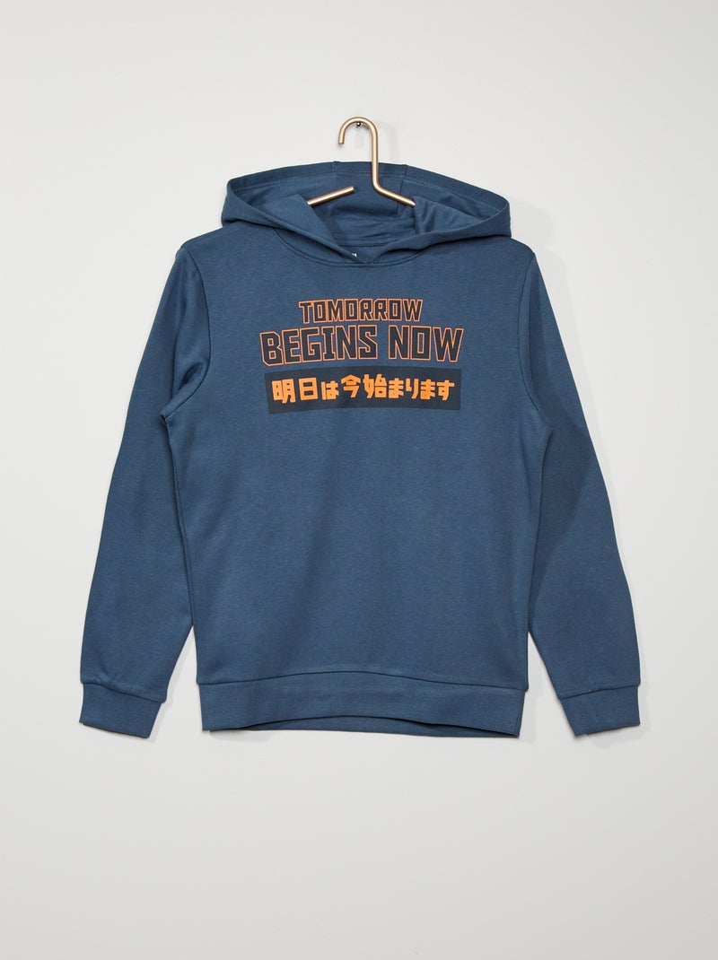 Hoodie met print BLAUW - Kiabi