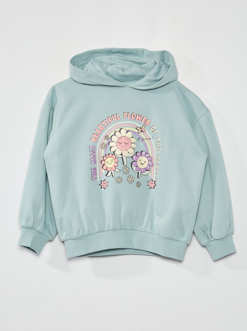 Hoodie met print BLAUW - Kiabi