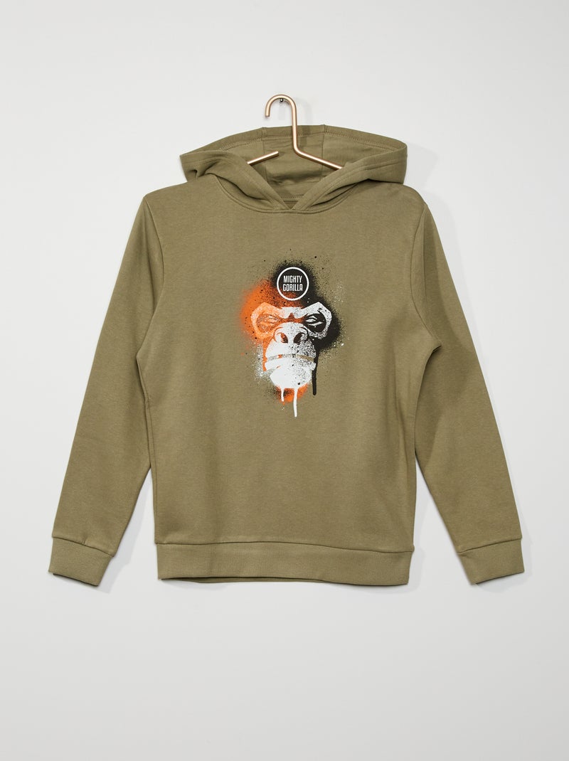 Hoodie met print KAKI - Kiabi