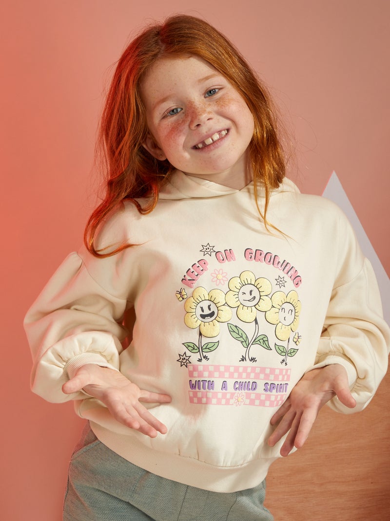 Hoodie met print WIT - Kiabi