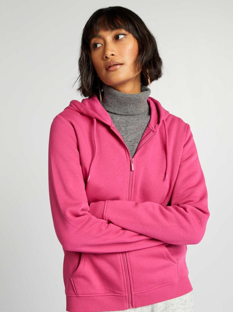 Hoodie met rits donkerroze - Kiabi