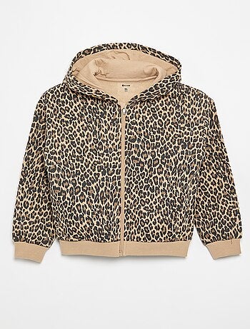 Hoodie met rits en print