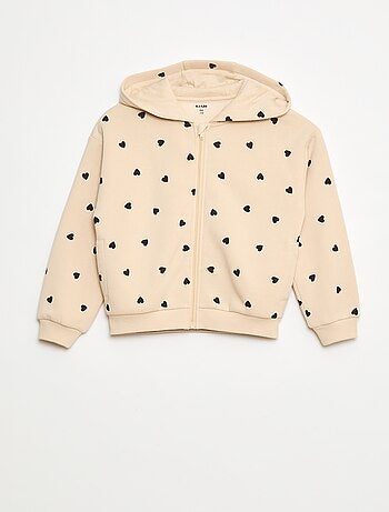 Hoodie met rits en print