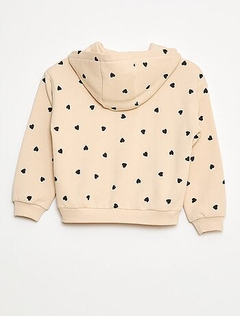 Hoodie met rits en print