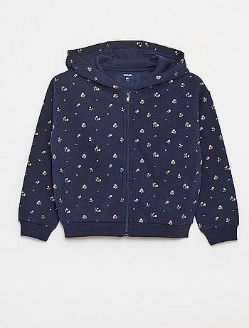 Hoodie met rits en print