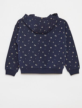 Hoodie met rits en print