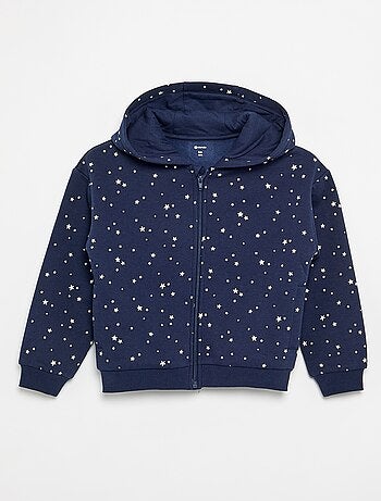 Hoodie met rits en print