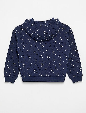 Hoodie met rits en print