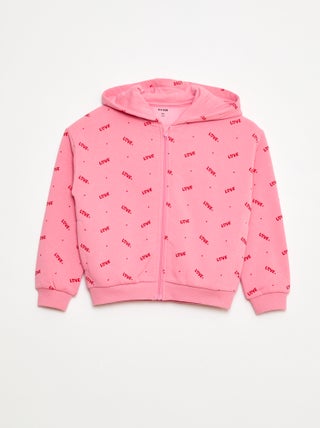 Hoodie met rits en print