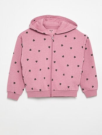 Hoodie met rits en print