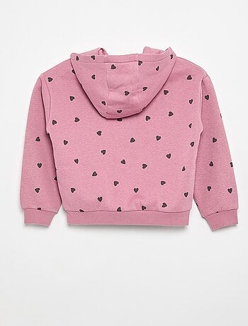 Hoodie met rits en print
