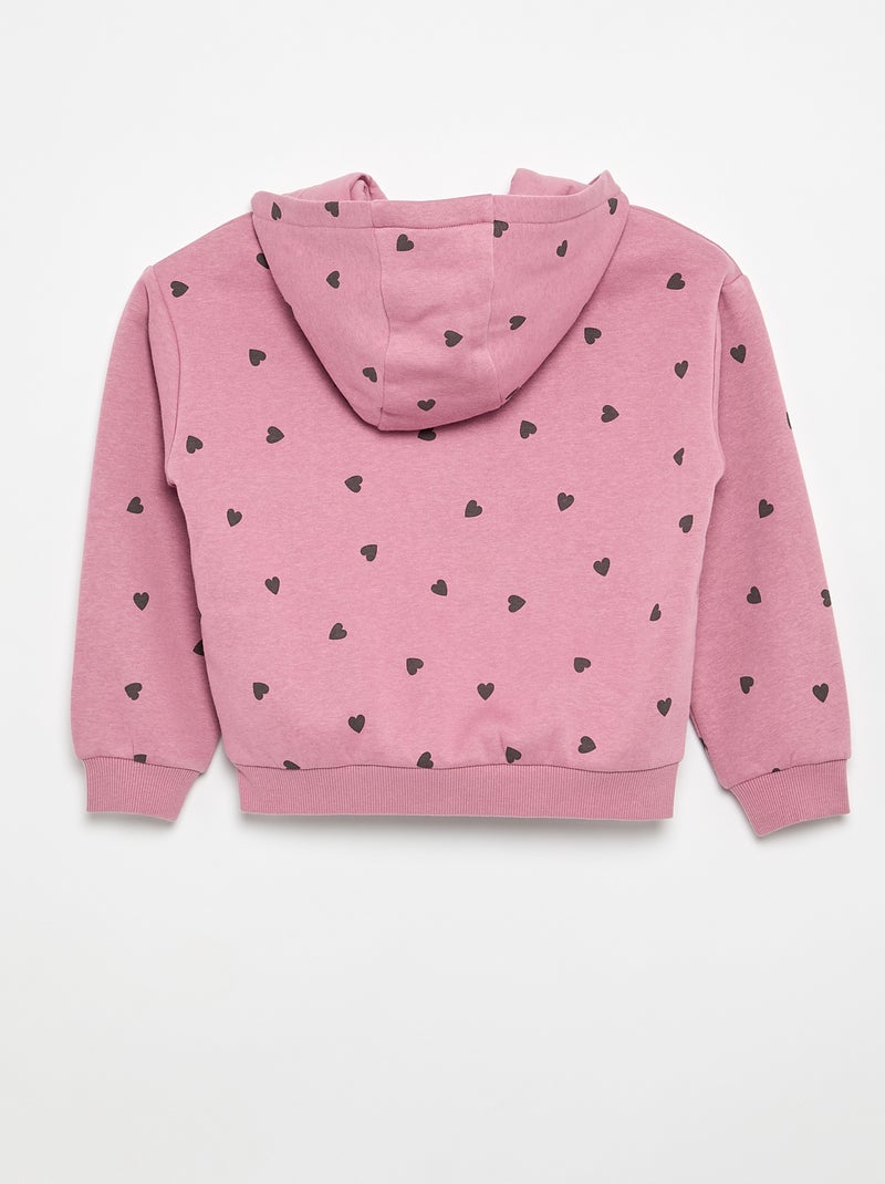 Hoodie met rits en print Rose - Kiabi