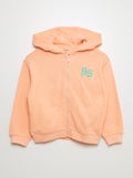 Hoodie met rits en 'Sister'-opdruk ORANJE - Kiabi