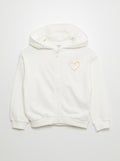 Hoodie met rits en 'Sister'-opdruk WIT - Kiabi