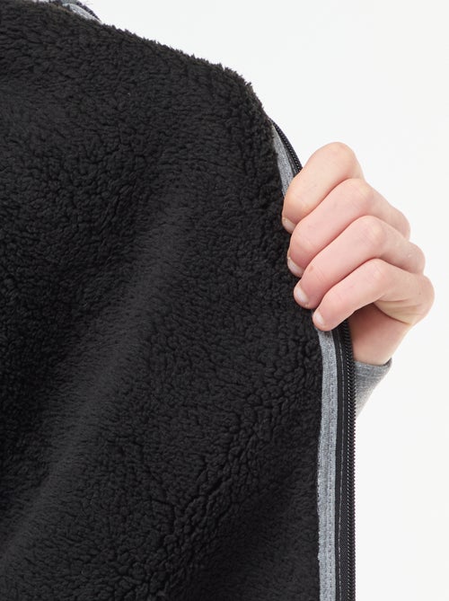 Hoodie met rits en voering met schapenvachteffect - Kiabi