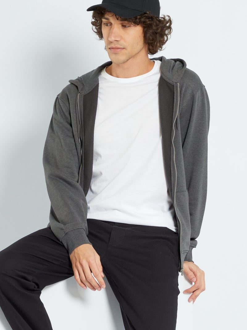 Hoodie met rits GRIJS - Kiabi
