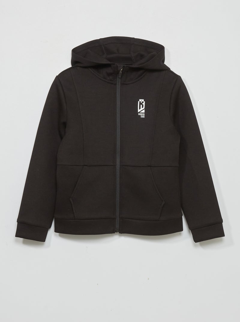 Hoodie met rits ZWART - Kiabi