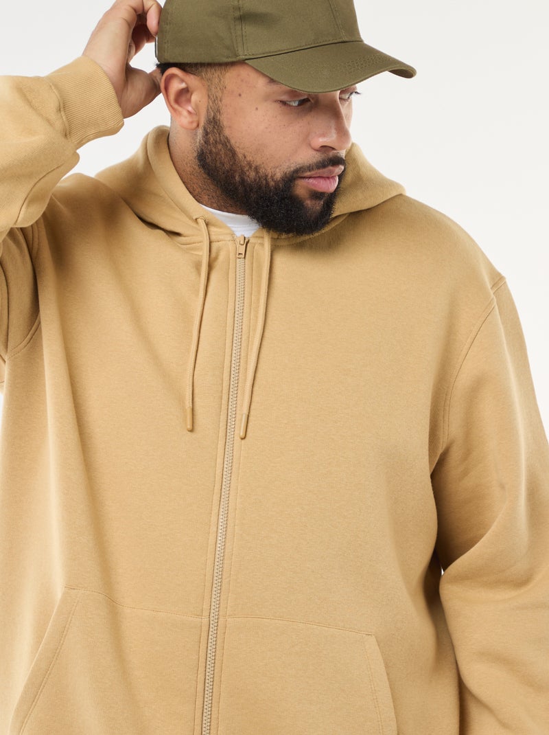 Hoodie met ritssluiting Biege - Kiabi