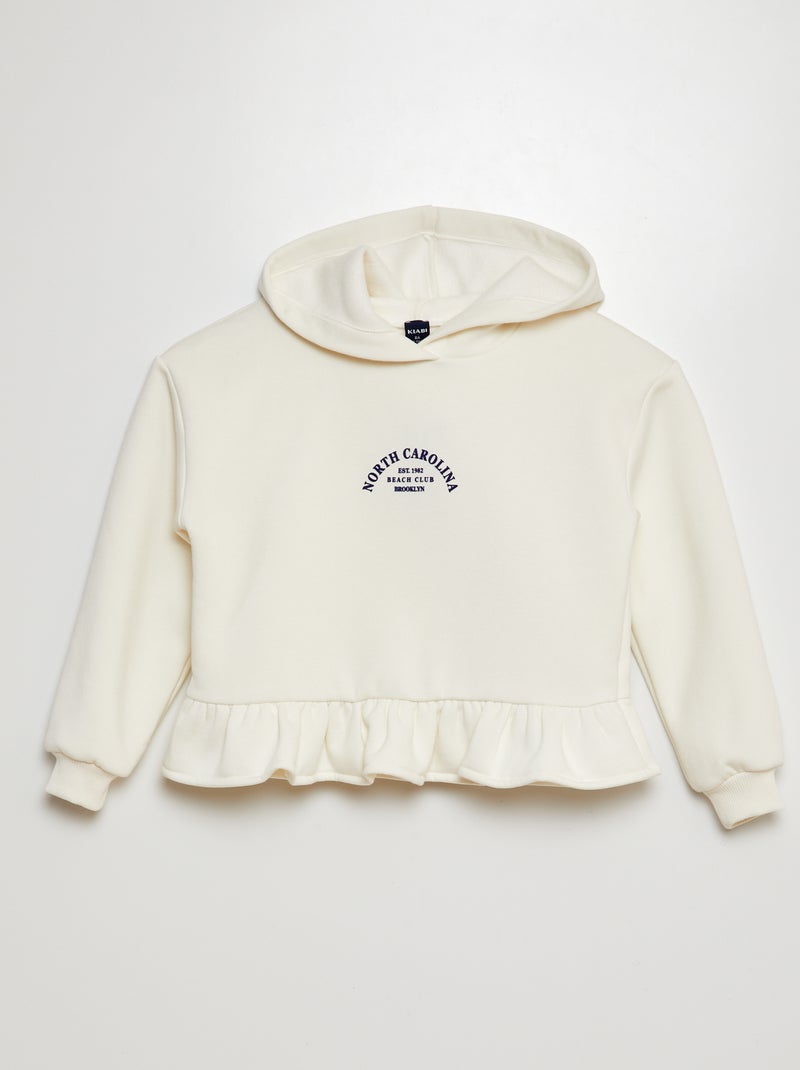 Hoodie met ruche WIT - Kiabi