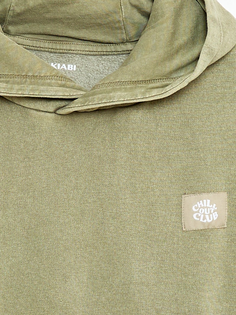 Hoodie met verwassen effect Kaki - Kiabi
