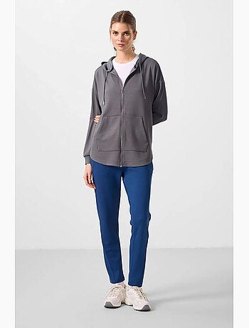 Hoodie tunique long oversize à capuche et zip tommy