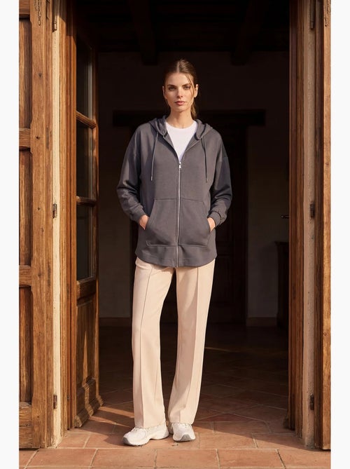 Hoodie tunique long oversize à capuche et zip tommy - Kiabi Hoodie tunique long oversize à capuche et zip tommy - Kiabi