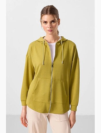Hoodie tunique long oversize à capuche et zip tommy