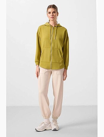 Hoodie tunique long oversize à capuche et zip tommy