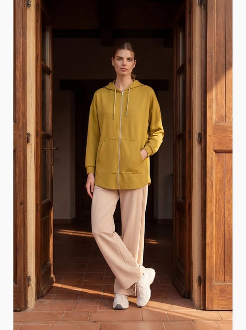 Hoodie tunique long oversize à capuche et zip tommy - Kiabi Hoodie tunique long oversize à capuche et zip tommy - Kiabi