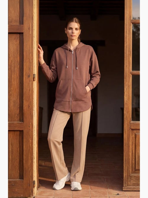 Hoodie tunique long oversize à capuche et zip tommy - Kiabi Hoodie tunique long oversize à capuche et zip tommy - Kiabi