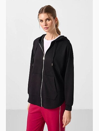 Hoodie tunique long oversize à capuche et zip tommy