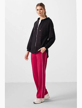 Hoodie tunique long oversize à capuche et zip tommy