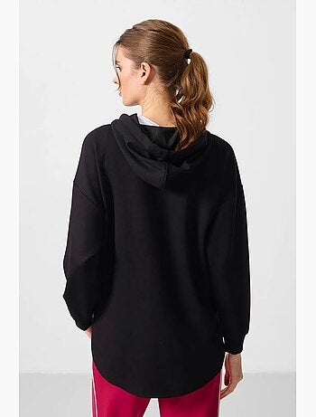 Hoodie tunique long oversize à capuche et zip tommy