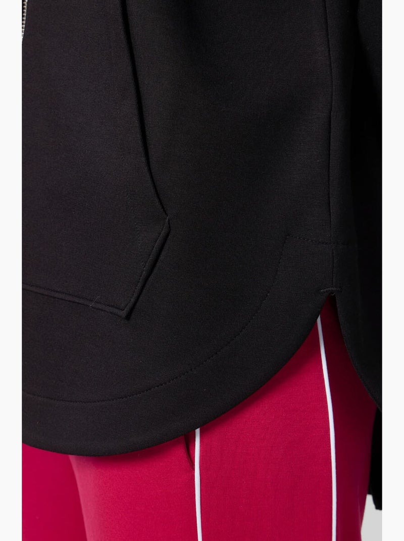 Hoodie tunique long oversize à capuche et zip tommy Noir - Kiabi