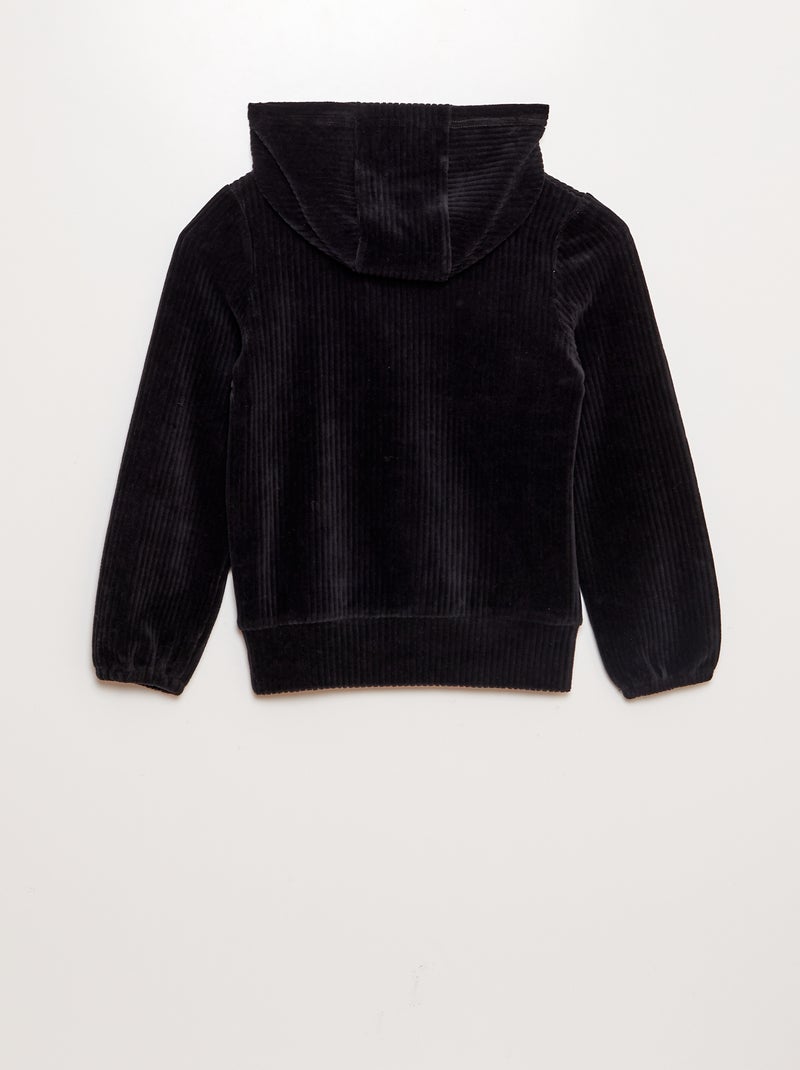 Hoodie van corduroy zwart - Kiabi