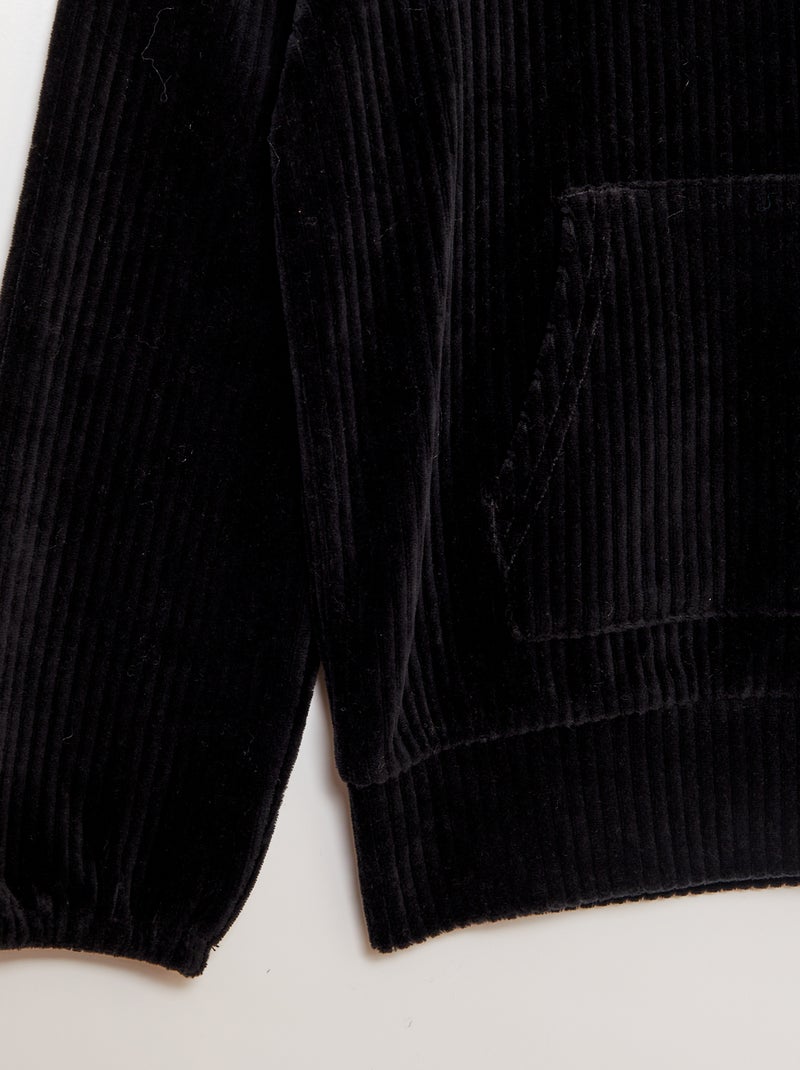 Hoodie van corduroy zwart - Kiabi
