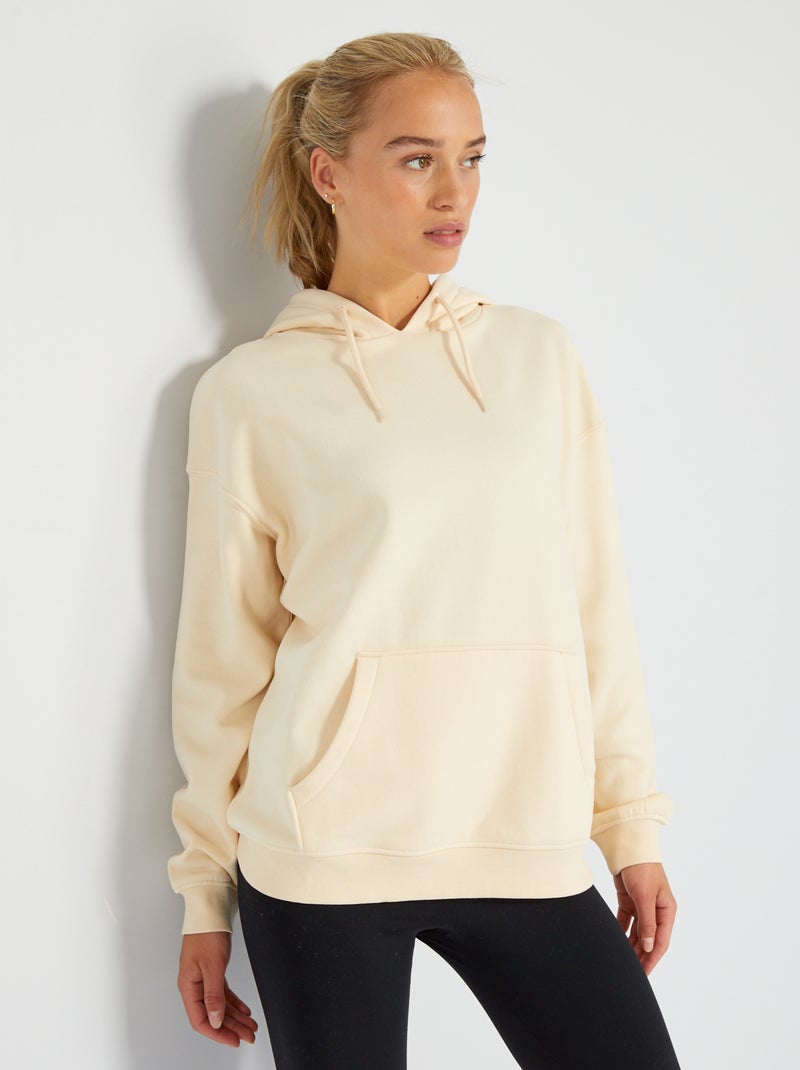 Hoodie van effen joggingstof ecru - Kiabi