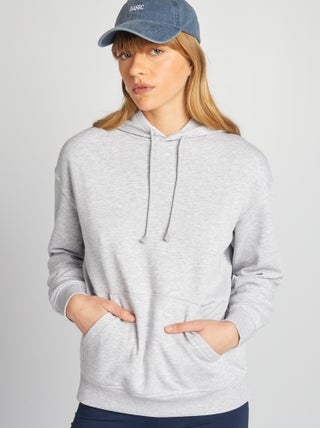 Hoodie van effen joggingstof