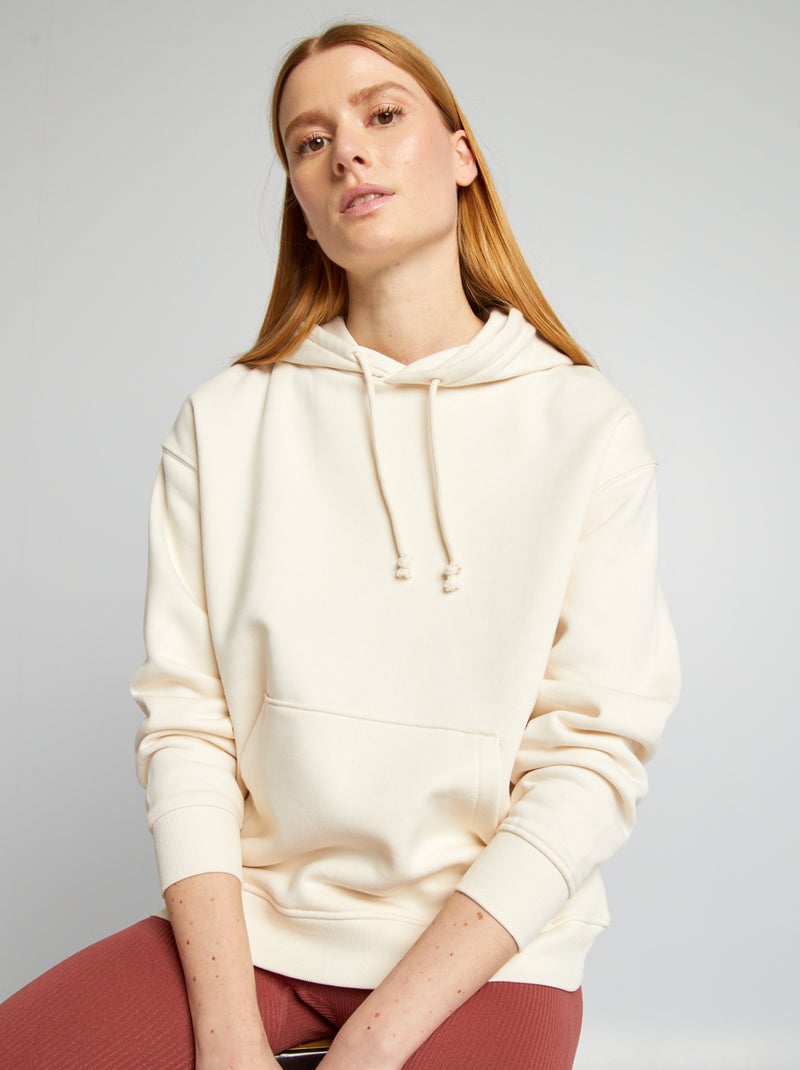 Hoodie van effen joggingstof WIT - Kiabi