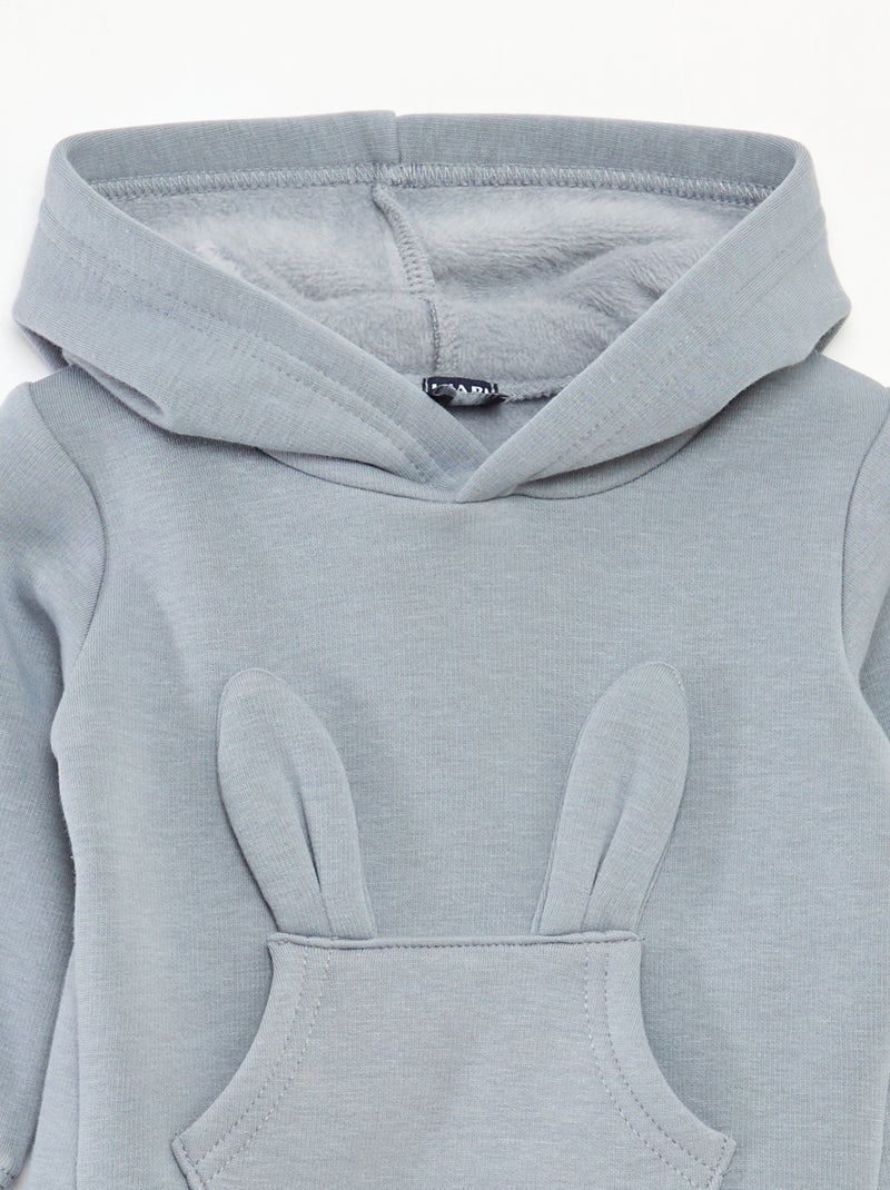 Hoodie van fleece met konijndetail Blauw - Kiabi