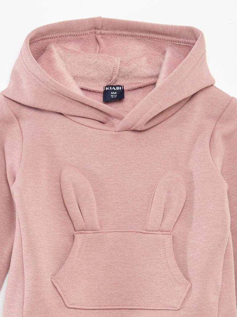 Hoodie van fleece met konijndetail Rose - Kiabi