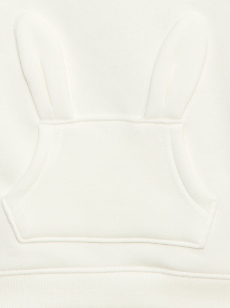 Hoodie van fleece met konijndetail Wit - Kiabi