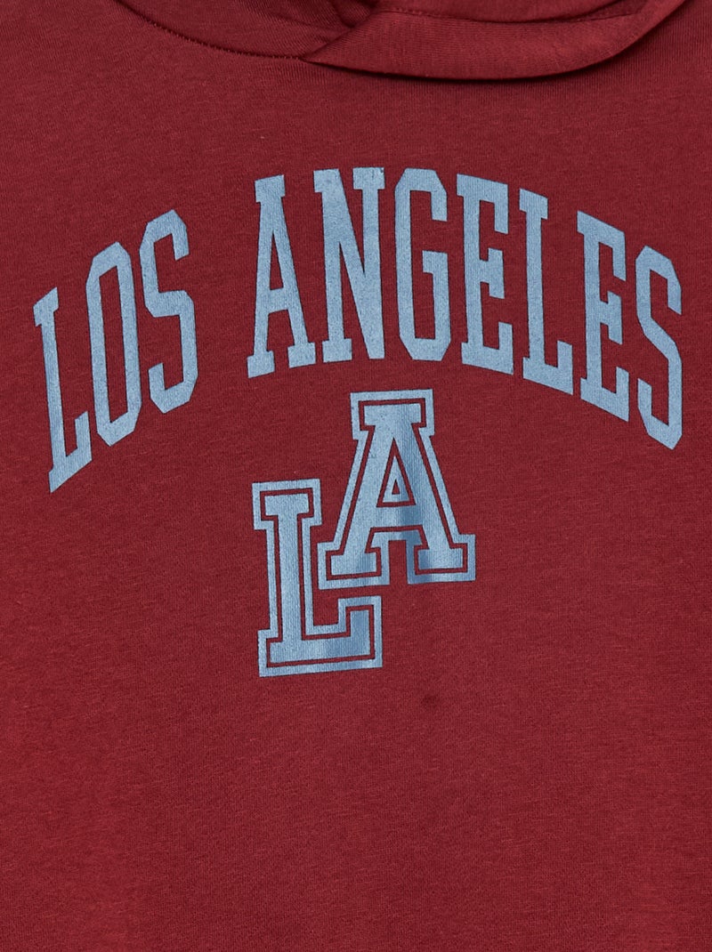 Hoodie van geruwde fleece Rood - Kiabi