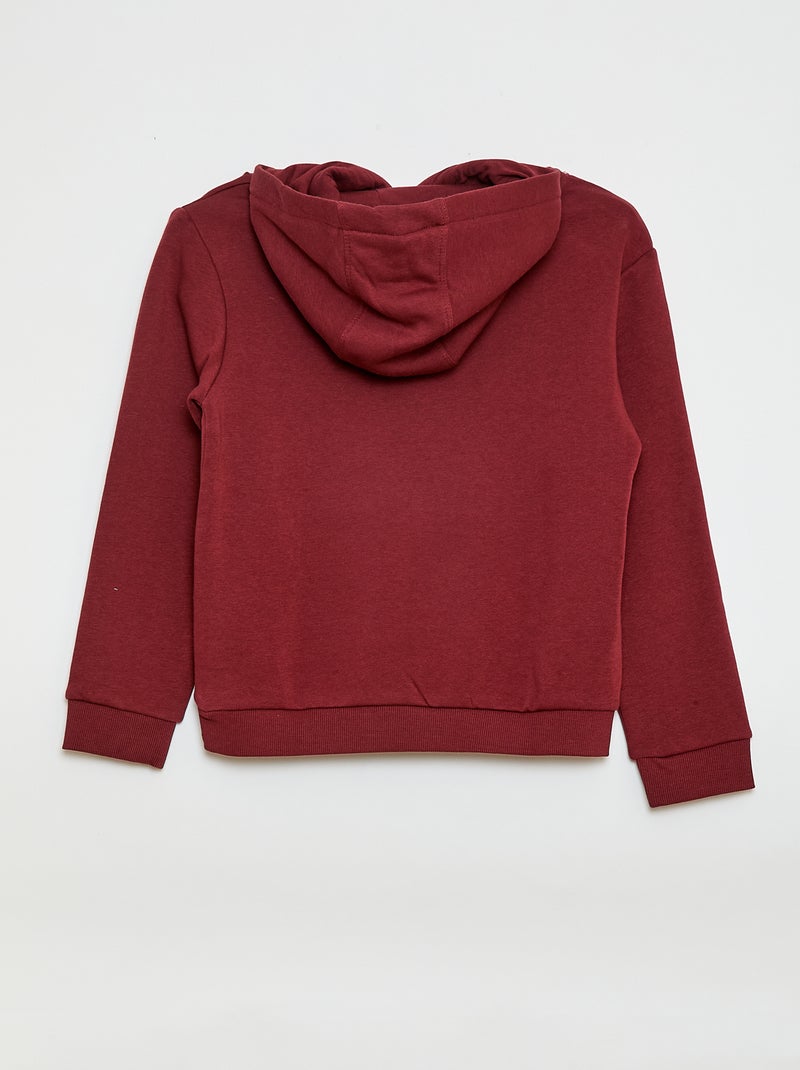Hoodie van geruwde fleece Rood - Kiabi
