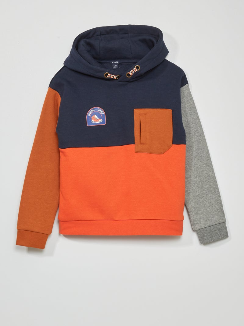 Hoodie van joggingstof met colorblock BLAUW - Kiabi