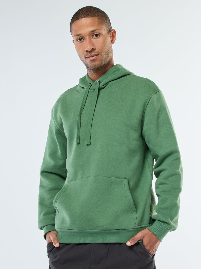 Hoodie van joggingstof met kangaroezak Groen - Kiabi