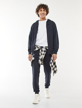 Hoodie van joggingstof met rits