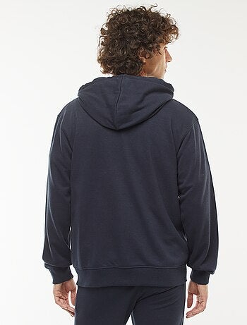 Hoodie van joggingstof met rits