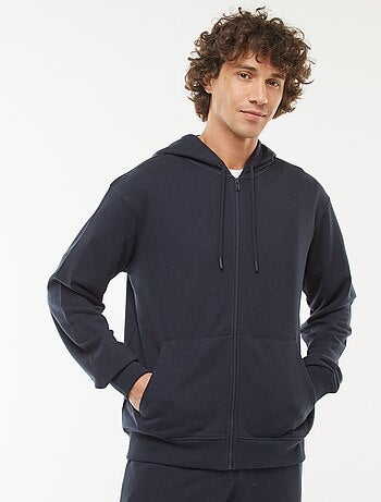 Hoodie van joggingstof met rits